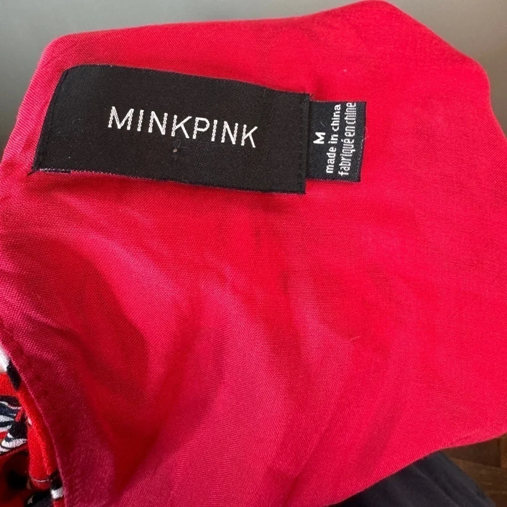 MinkPink Terrace Red Floral Mini Romper Medium